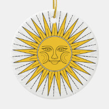 Vintage Sonne, Mond, Wolken und Sterne