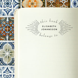 Vintage Sonne strahlt elegant aus dem Bibliothekbu Gummistempel