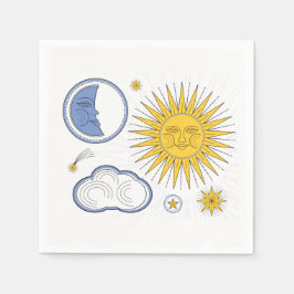 Vintage Sonne und Mond Serviette
