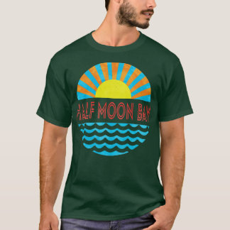 Vintage Sonne und Wellen auf halbem Mond T-Shirt