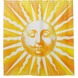 Vintage Sonnen-Gelb-Orange Sonnenschein Duschvorhang