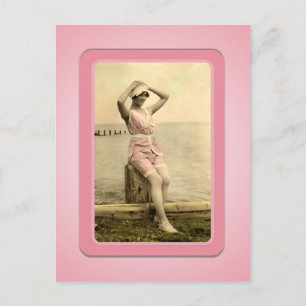 Vintage-Sonnenanbeter-Strand-Schönheiten-Postkarte Postkarte