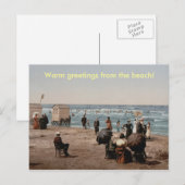 Vintage Sonnenbäder am Strand Postkarte (Vorne/Hinten)