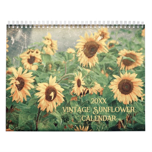 Vintage Sonnenblume 2024 Rustikales Land Kalender (Titelbild)