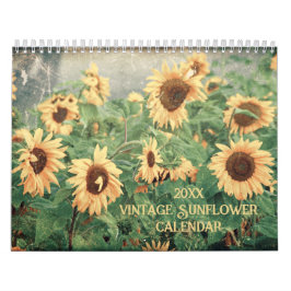 Vintage Sonnenblume 2024 Rustikales Land Kalender