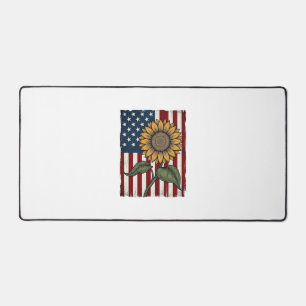 Vintage-Sonnenblume-amerikanische Flagge Schreibtischunterlage