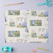 Vintage Sonnenblume Blauer Schmetterling Dragonfly Seidenpapier (Basteln)