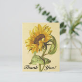 Vintage Sonnenblume "Danke!" Postkarte (Stehend Vorderseite)