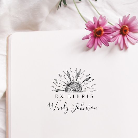 Vintage Sonnenblume Elegant Bibliothek Gummistempel