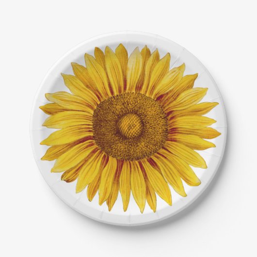Vintage Sonnenblume Happy Blume Pappteller (Vorderseite)