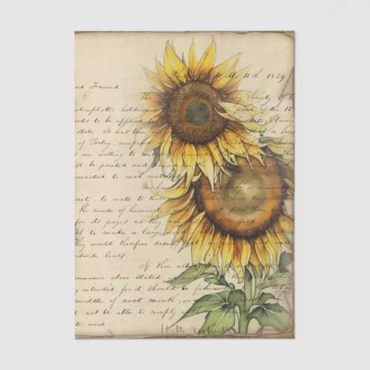 Vintage Sonnenblume II Seidenpapier (Vorderseite)