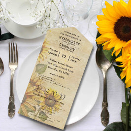 Vintage Sonnenblume in gelber Creme E-Mail All In One Einladung