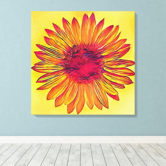 Vintage Sonnenblume Leinwanddruck (Insitu (Holzboden))