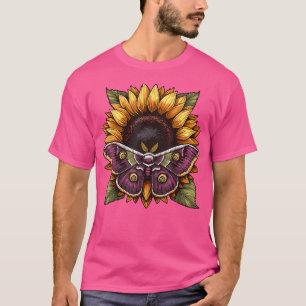 Vintage Sonnenblume Luna-Motte Botanischer Schmett T-Shirt