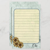 Vintage Sonnenblume, maßgeschneiderte Schreibarbei Briefpapier (Vorne/Hinten)