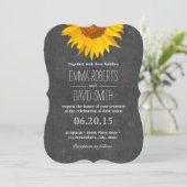 Vintage Sonnenblume Rustikale Chalkboard Hochzeit Einladung (Stehend Vorderseite)