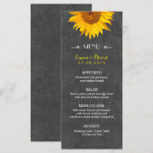 Vintage Sonnenblume Rustikales Menü auf der Tafel Menükarte (Vorne/Hinten)