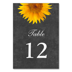 Vintage-Sonnenblume-Schultafel-Hochzeitstischkarte Tischnummer