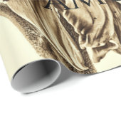 Vintage Sonnenblume Sepia Tone Alte Skriptdekoupag Geschenkpapier (Rolleneckpunkt)