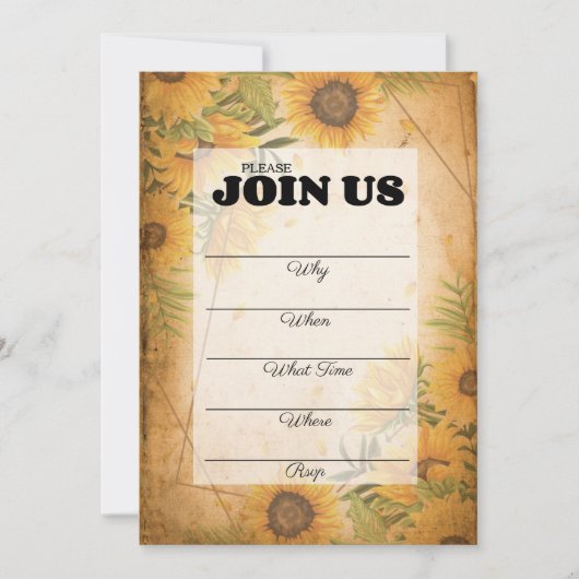 Vintage Sonnenblume Sommer-Party Einladung (Vorderseite)