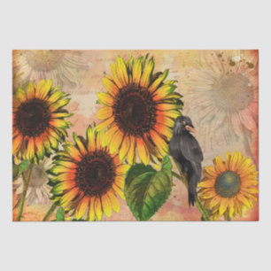 Vintage Sonnenblume und Krustendekoupage Seidenpapier