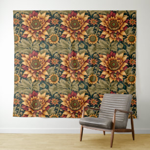 Vintage-Sonnenblume viktorianische künstlerische B Wandteppich