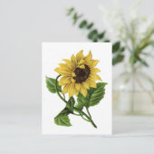 Vintage Sonnenblume Zeichnend Keramik Postkarte (Stehend Vorderseite)