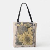 Vintage Sonnenblumekunst, Blumenentwurf Tasche (Rückseite)