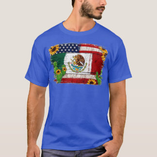 Vintage Sonnenblumen Amerikanische Flagge Mexikani T-Shirt