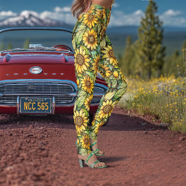 Vintage-Sonnenblumen-Art Nouveau-Leggings Leggings