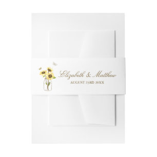 Vintage Sonnenblumen auf Mason Jar Wedding Einladungsbanderole