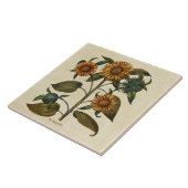 Vintage Sonnenblumen-Blume drucken Fliese (Seite)