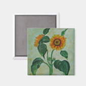 Vintage Sonnenblumen Botanische Kunst Magnet (Vorderseite/Rückseite)