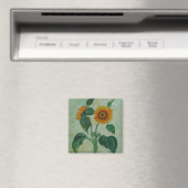 Vintage Sonnenblumen Botanische Kunst Magnet (In Situ (Geschirrspüler))