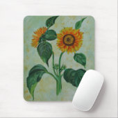 Vintage Sonnenblumen Botanische Kunst Mousepad (Mit Mouse)