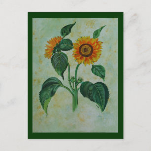 Vintage Sonnenblumen Botanische Kunst Postkarte