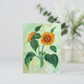 Vintage Sonnenblumen Botanische Kunst Postkarte (Stehend Vorderseite)