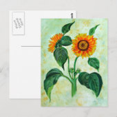 Vintage Sonnenblumen Botanische Kunst Postkarte (Vorne/Hinten)