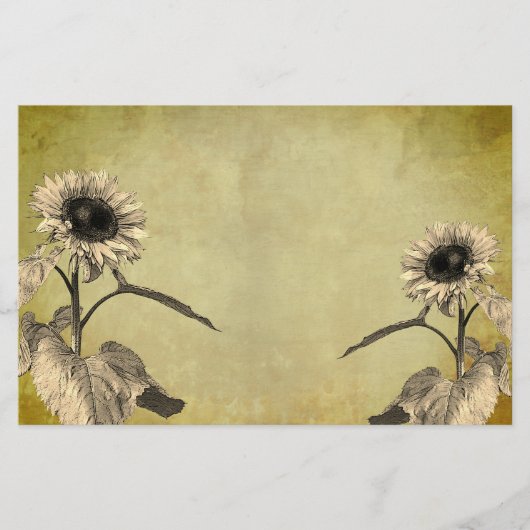 Vintage Sonnenblumen Briefpapier (Vorderseite)