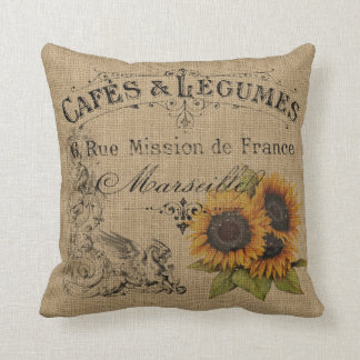 Vintage Sonnenblumen Burlap Kissen