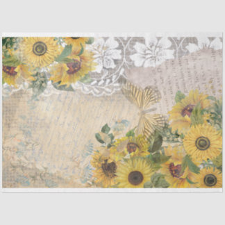 Vintage Sonnenblumen Burlap Lace Gelbe Schmetterli Seidenpapier