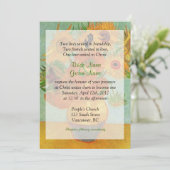 Vintage Sonnenblumen Christliche Hochzeitsfeier Einladung (Stehend Vorderseite)