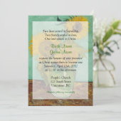 Vintage Sonnenblumen Christliche Hochzeitsfeier Einladung (Stehend Vorderseite)