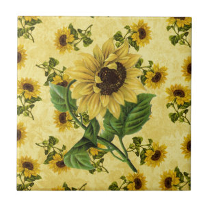 Vintage-Sonnenblumen-Dekorative Keramikfliese