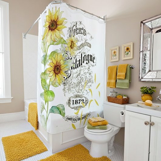 Vintage Sonnenblumen Duschvorhang