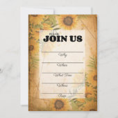 Vintage Sonnenblumen füllen sich in mehrfacher Auf Einladung (Vorderseite)