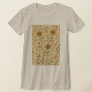 Vintage-Sonnenblumen-Gartenmuster T-Shirt