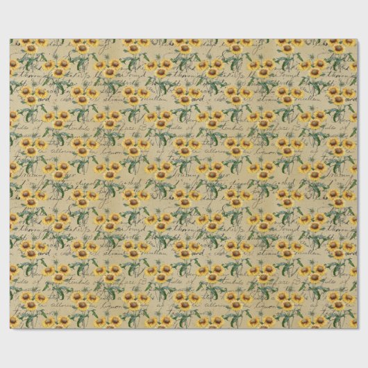 Vintage Sonnenblumen Geschenkpapier (Flach)