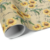 Vintage Sonnenblumen Geschenkpapier (Rolleneckpunkt)