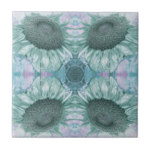 Vintage Sonnenblumen Grün Lila Blumen Jugendstil